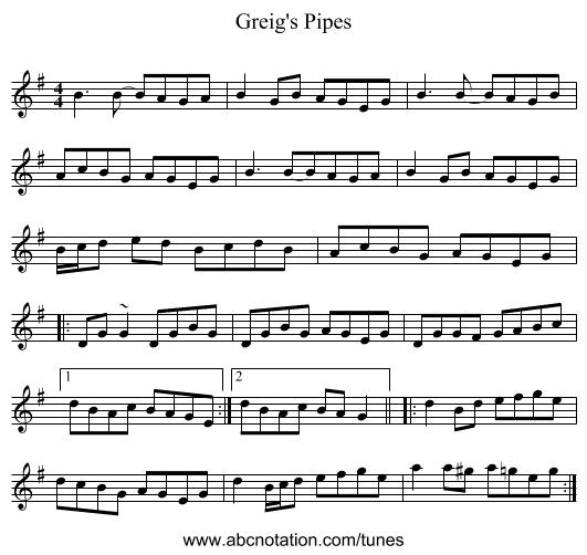 Greig's Pipes - staff notation