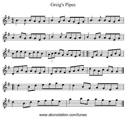 Greig's Pipes - staff notation