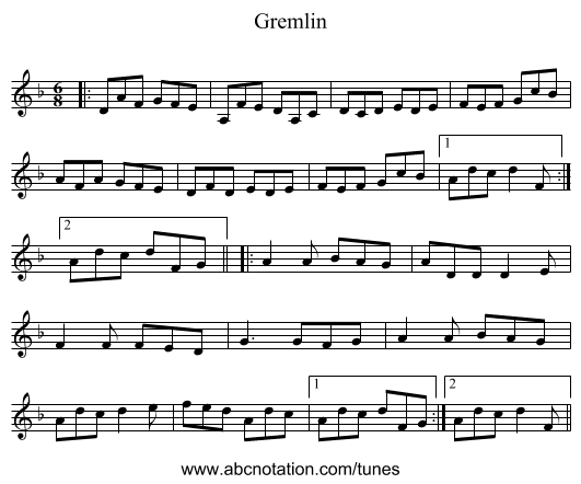 Gremlin - staff notation