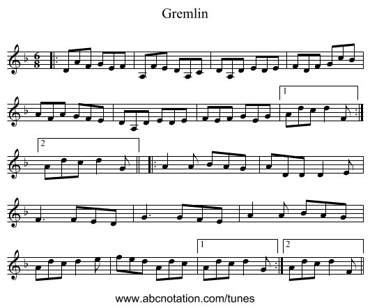 Gremlin - staff notation