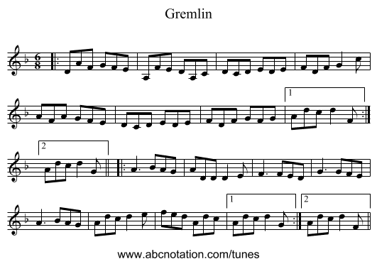 Gremlin - staff notation