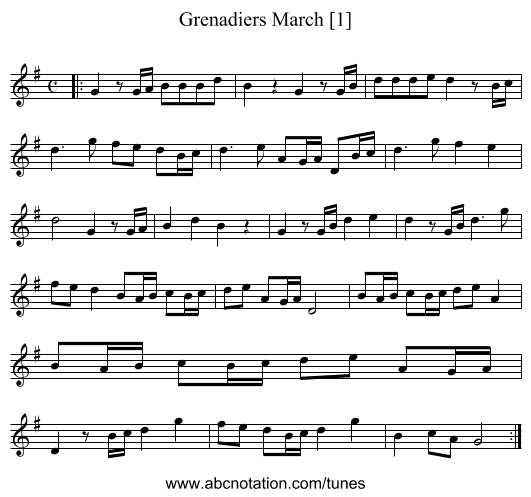Grenadiers March [1] - staff notation