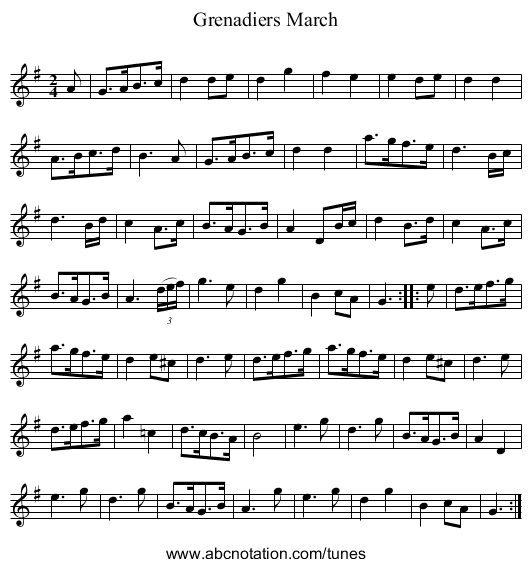 Grenadiers March - staff notation