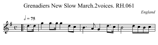 Grenadiers New Slow March.2voices. RH.061 - staff notation