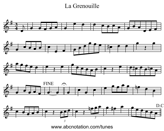 Grenouille, La - staff notation