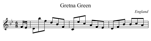 Gretna Green - staff notation