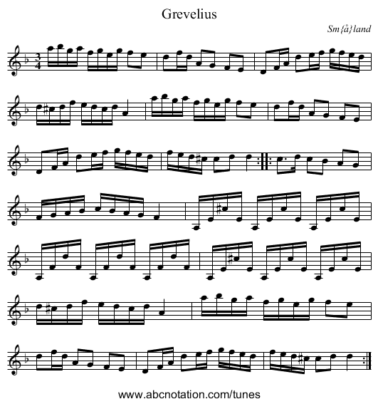 Grevelius - staff notation