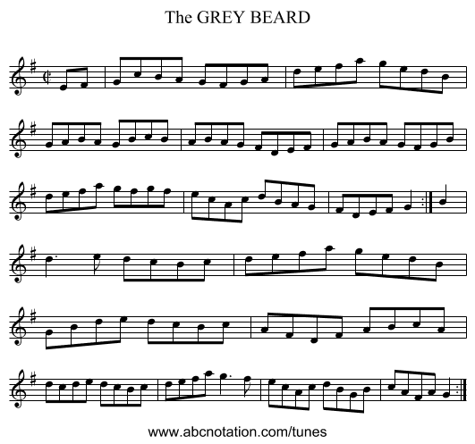 GREY BEARD, The - staff notation