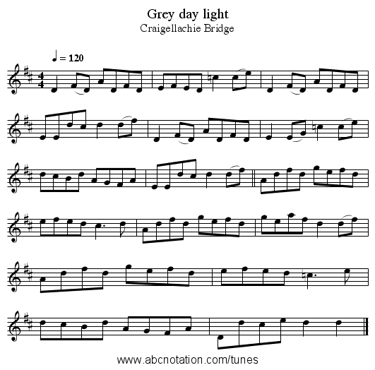 Grey day light - staff notation