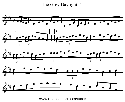 Grey Daylight [1], The - staff notation