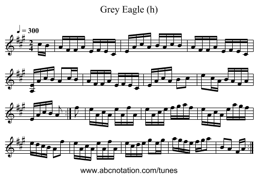 Grey Eagle (h) - staff notation