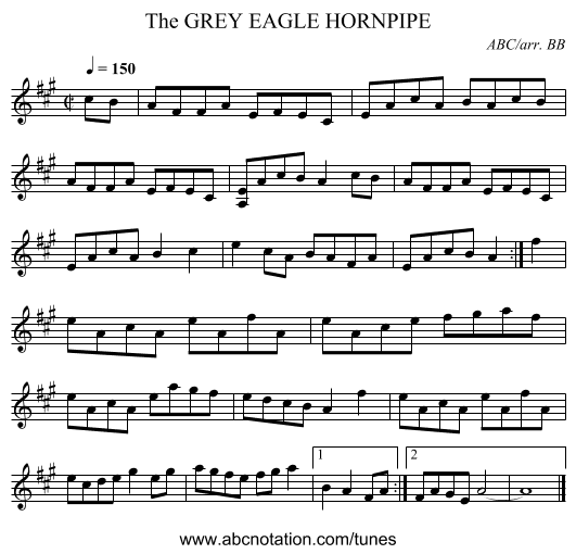 GREY EAGLE HORNPIPE, The - staff notation