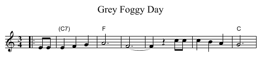Grey Foggy Day - staff notation