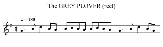 GREY PLOVER (reel), The - staff notation