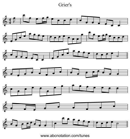 Grier's - staff notation