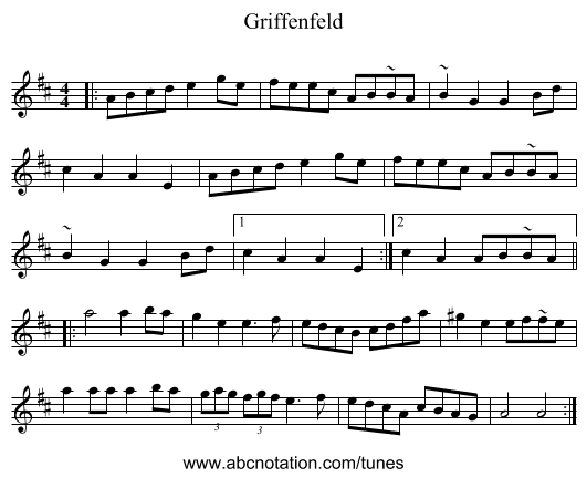 Griffenfeld - staff notation