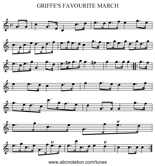GRIFFE'S FAVOURITE MARCH - staff notation