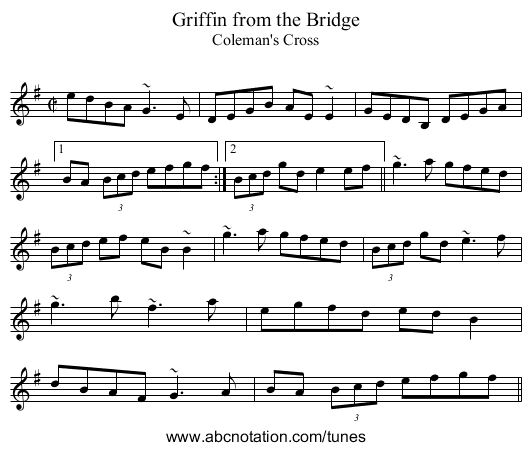 Griffin from the Bridge - staff notation