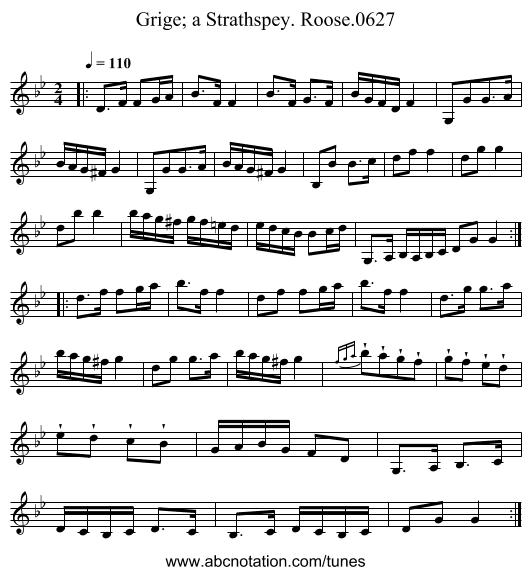Grige; a Strathspey. Roose.0627 - staff notation