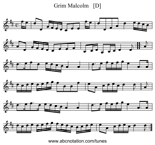Grim Malcolm   [D] - staff notation