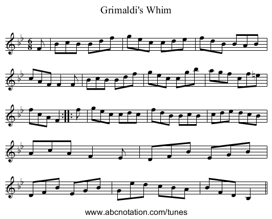 Grimaldi's Whim - staff notation