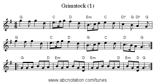 Grimstock (1) - staff notation
