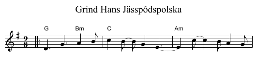 Grind Hans Jässpôdspolska - staff notation