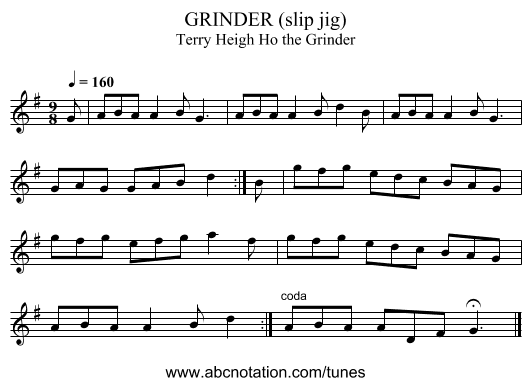 GRINDER (slip jig) - staff notation