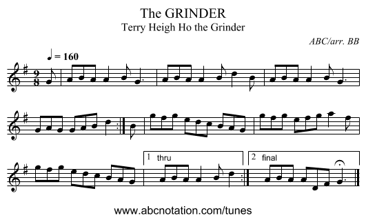 GRINDER, The - staff notation