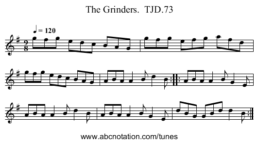 Grinders.  TJD.73, The - staff notation