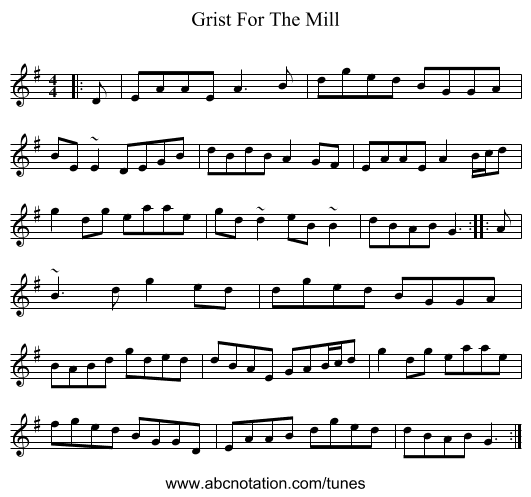 Grist For The Mill - staff notation