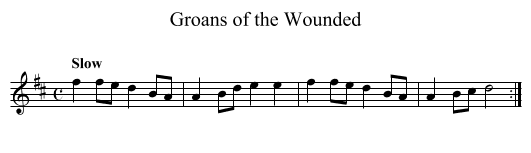 Groans of the Wounded - staff notation