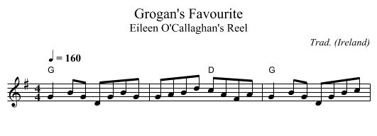 Grogan's Favourite - staff notation