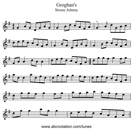 Groghan's - staff notation