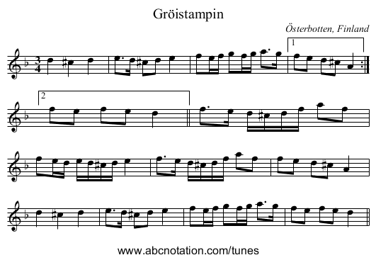 Gröistampin - staff notation