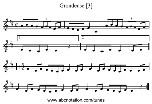 Grondeuse [3] - staff notation