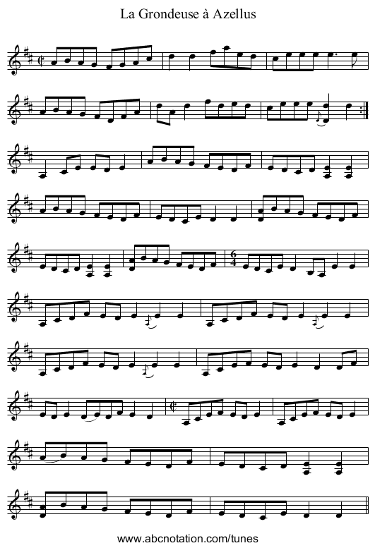Grondeuse à Azellus, La - staff notation
