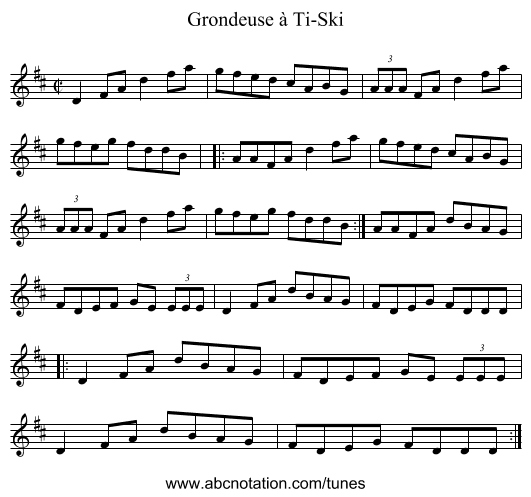 Grondeuse à Ti-Ski - staff notation
