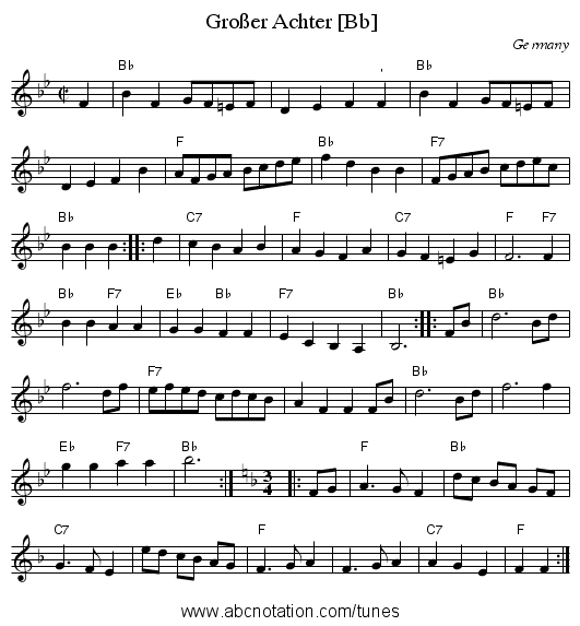 Gro&szlig;er Achter [Bb] - staff notation