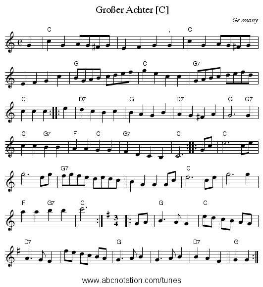 Gro&szlig;er Achter [C] - staff notation