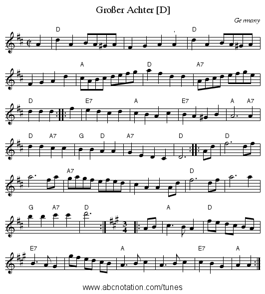 Gro&szlig;er Achter [D] - staff notation