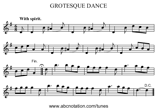 GROTESQUE DANCE - staff notation