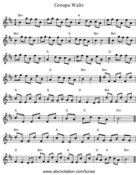 Groupa Waltz - staff notation