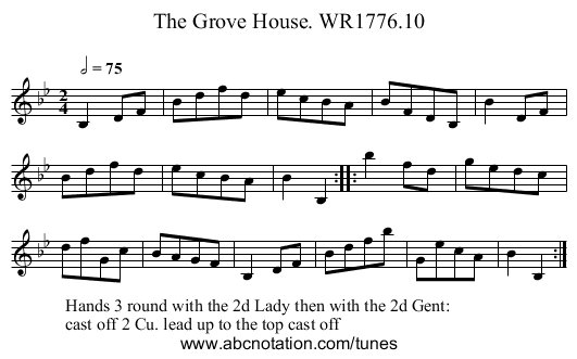 Grove House. WR1776.10, The - staff notation