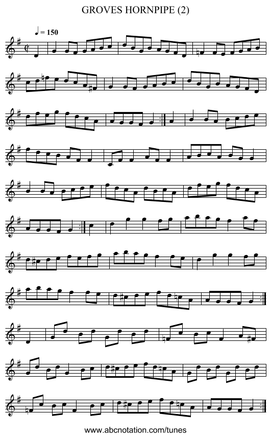 GROVES HORNPIPE (2) - staff notation