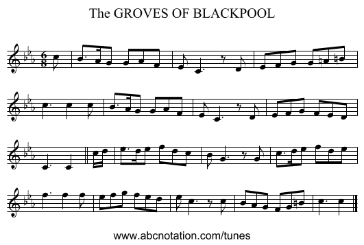 GROVES OF BLACKPOOL, The - staff notation