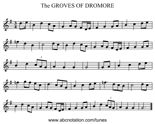 GROVES OF DROMORE, The - staff notation