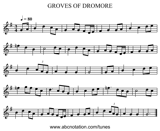 GROVES OF DROMORE - staff notation