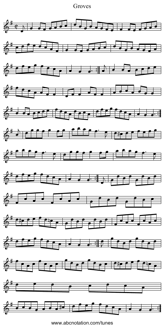 Groves - staff notation