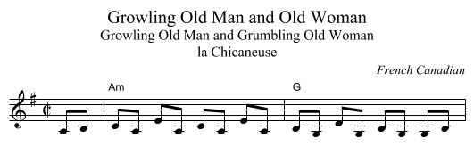 Growling Old Man and Old Woman - staff notation